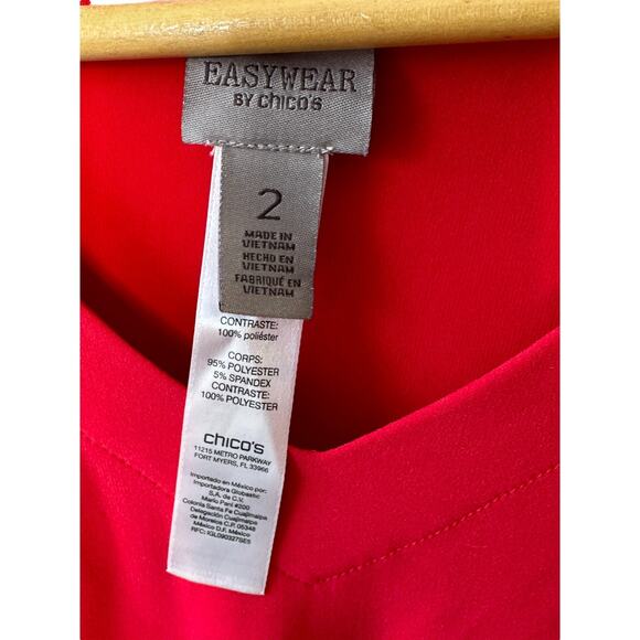 Easywear by Chico's Red Layered V-Neckline Boxy Blouse Top Women's Large 12 - Picture 6 of 7